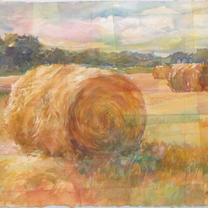Contemporary Farming Round Bales Farming Blank Note Cards 8 Count Ellen Jean Diederich