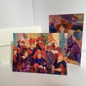 Red Hat Ladies Note Cards: Red Hat Ladies Watercolor Art, 8 Count, Ellen Jean Diederich