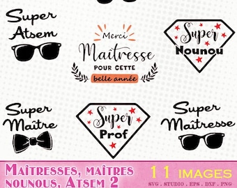 School mistress gift, master, teacher, nanny, ATSEM - Svg/dxf/eps/studio/png files - SVG SST clipart vector cutting file