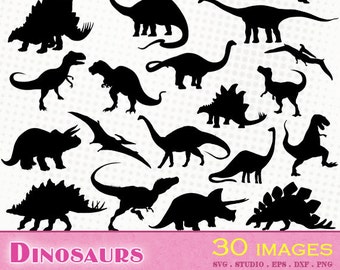 Dinosaurs - 30 svg/dxf/eps/studio/png - Silhouette, vector cutting files, clipart - Triceratops dinosaur die cutting file dinosaur t-rex svg