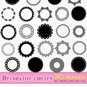 Dekorativa och vågiga cirklar - 30 bilder - SVG/DXF/EPS/Studio/PNG-filer - Silhuetter, vektorklipp SVG-klippfiler