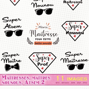 Geschenk der Schulmeisterin, Meisterin, Lehrerin, Kindermädchen, ATSEM - Svg/dxf/eps/studio/png Dateien - SVG SST Clipart Vektor-Schneiddatei