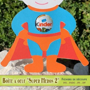 Boîte à oeuf Super Héros 2 - Fichier svg / eps / dxf / png / silhouette studio - Fichiers vectoriels, svg vector files kinder egg easter box