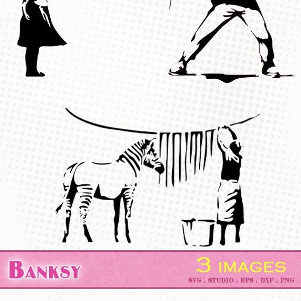 Banksy - 3 files svg / eps / dxf / png / silhouette studio - Vector files, banksy, street art, bansky, svg vector files