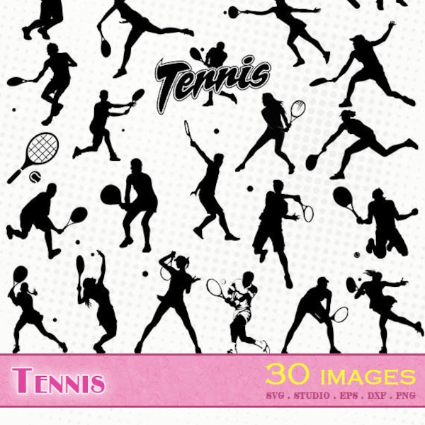 Tennis - 30 svg/dxf/eps/silhouette studio/png files - Silhouette, die cutting file Tennis man woman racket tennisman player ball vector svg