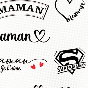 Fête des mères - 8 images - Fichiers svg/dxf/eps/studio3/png - Silhouette studio, svg, fichier de découpe maman je t'aime bonne fête
