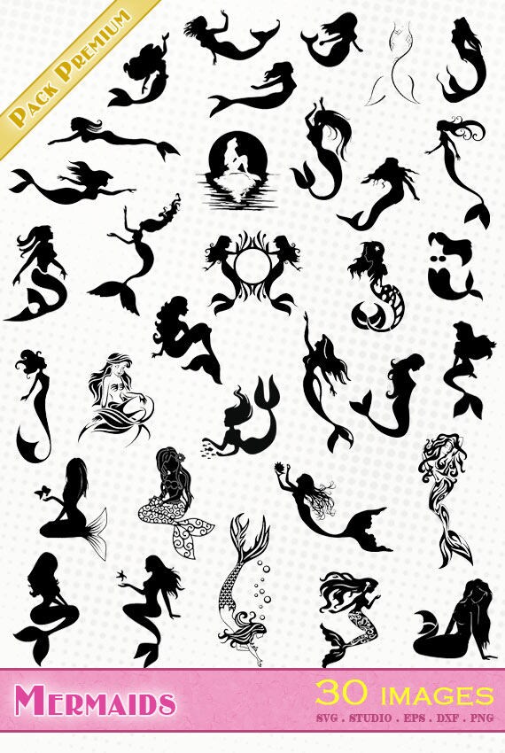 Download Sirenas 30 svg/eps/dxf/silhouette studio/png Siluetas | Etsy