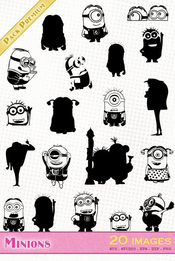 Download Minions 20 svg/dxf/eps/silhouette studio/png Silhouettes ...