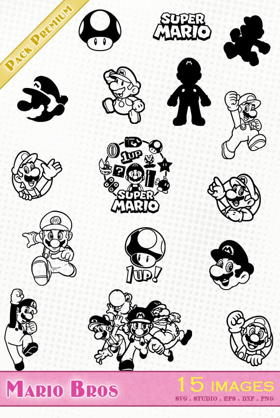 Download Mario Bros 15 svg/dxf/eps/silhouette studio/png Silhouette ...