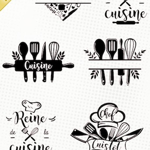 Cuisine - 6 images - Fichiers svg/dxf/eps/studio3/png - Silhouette studio, svg, fichier de découpe cuisine cuistot toque stickers kitchen