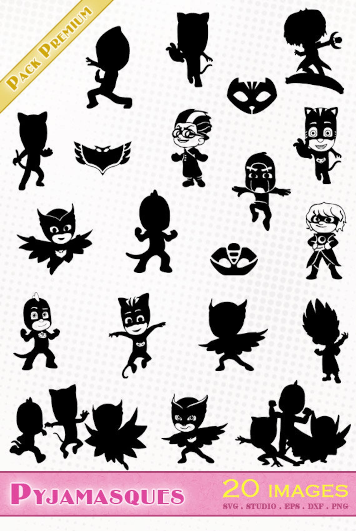 Download PJ Masks 20 svg/dxf/eps/silhouette studio/png Silhouettes | Etsy