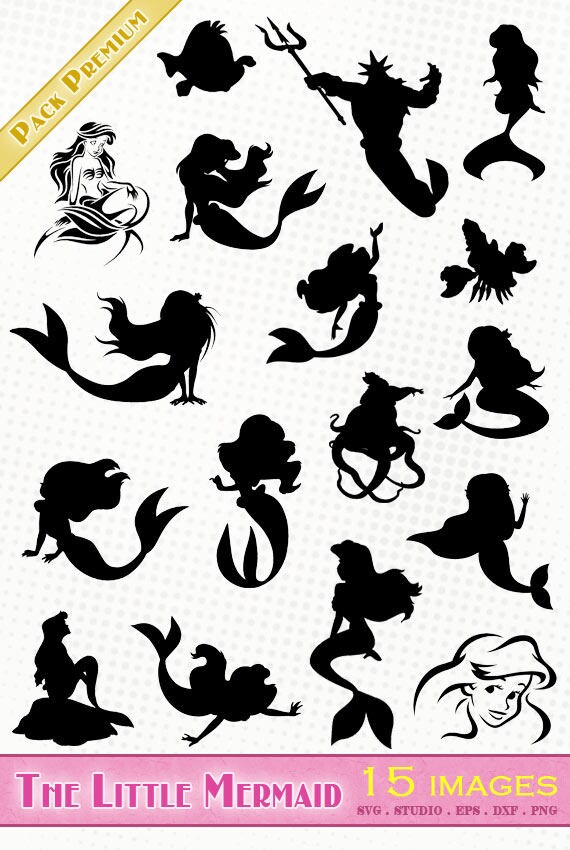 Download Ariel The Little Mermaid 15 Svg Dxf Eps Silhouette Etsy