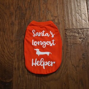 Christmas dog shirt, Santa&#39;s Longest Helper dog shirt, Shirts for dogs, Wiener dog shirt, dog shirt, Dachshund shirt
