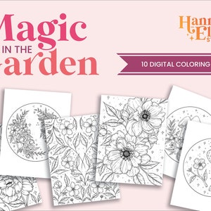 Floral Coloring Pages Printable Set of 10 | Letter Size Botanical Themed Sheets for DIY Coloring Fun | Instant Download Coloring Pages