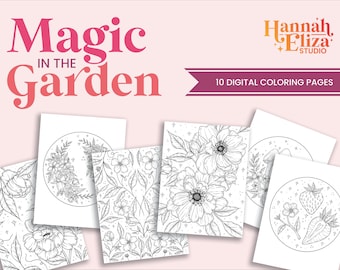 Floral Coloring Pages Printable Set of 10 | Letter Size Botanical Themed Sheets for DIY Coloring Fun | Instant Download Coloring Pages