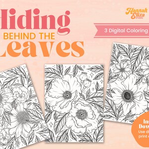 Páginas para colorear fáciles de imprimir, Páginas para colorear florales para adultos, Página para colorear para niños, Arte floral, Página para colorear mindfulness, Páginas de actividad
