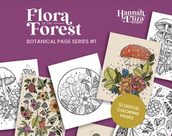 Botanical Coloring Pages | Forest Illustrations (Digital Download)