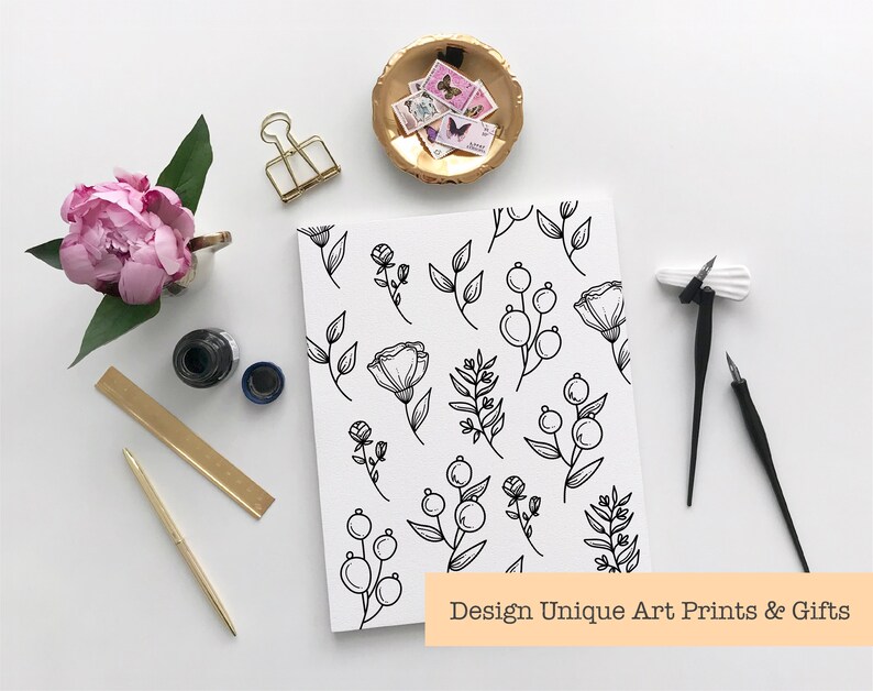 Spring Stems Illustration Set Spring Floral Clipart Floral Design Elements Simple Clip Art Summer Hand Drawn Bundle Minimalist Design