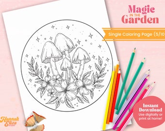 Floral Printable Coloring Page, Single Adult Coloring Page, Books For Adults, Coloring Therapy, Instant Download, Floral Colouring Page