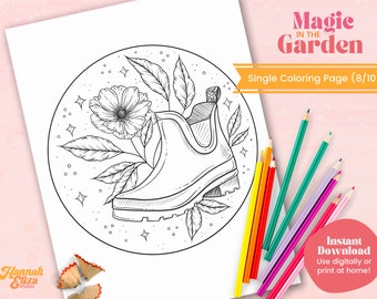 Floral Printable Coloring Page, Single Adult Coloring Page, Books For Adults, Coloring Therapy, Instant Download, Floral Colouring Page