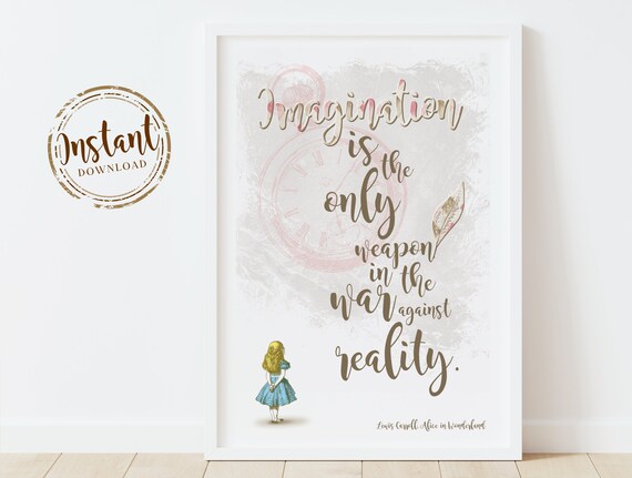Citation Dimagination En Anglais Seulement Alice Au Pays Etsy France