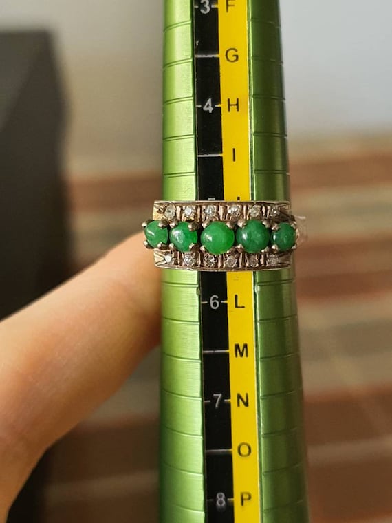 Art deco 18ct gold emerald & diamond ring - image 4