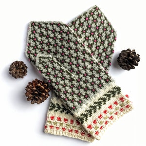 Wool hand knitted mittens, Nordic mittens, Latvian mittens, Norwegian mittens, Baltic mittens, Free shipping