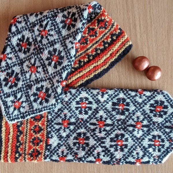 Wool hand knitted mittens, Nordic mittens, Latvian mittens, Norwegian mittens, Baltic mittens, Free shipping