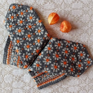 Wool hand knitted mittens, Nordic mittens, Latvian mittens, Norwegian mittens, Baltic mittens, Free shipping