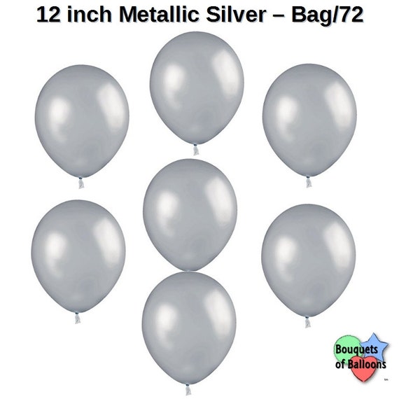 inch Metallic Silver Latex Balloons Bag 