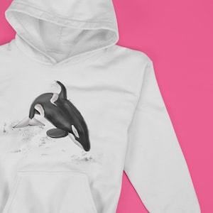 Kids Orca Whale Hoodie: Cotton-Blend Ocean Graphic Sweatshirt