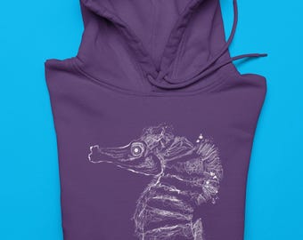 Seahorse Hoodie: Coastal Ocean Animal Graphic Sweatshirt
