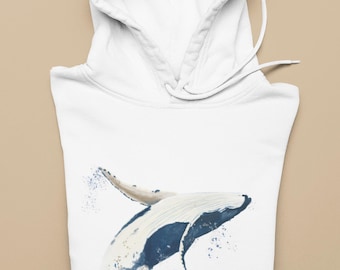 Wal Grafik Hoodie: Ozean Tier Kunst Sweatshirt, Meerestiere Liebhaber Geschenk