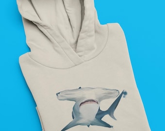 Sudadera infantil de tiburón martillo: sudadera con estampado de animales marinos pintada a mano