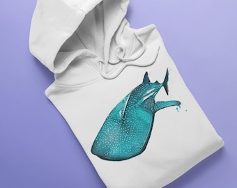 Felpa con cappuccio per adulti con squalo balena: felpa con grafica di animali dell'oceano - Abbigliamento per la vita marina