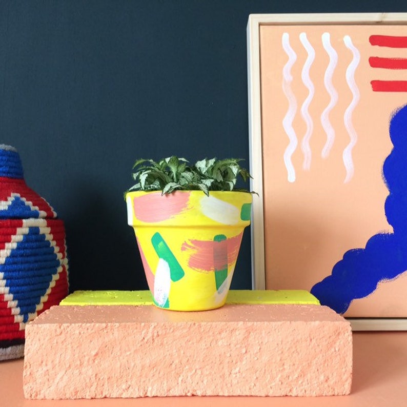 Indoor Mini Planter Plant Pot Painted Terracotta Clay Pot /'The Fairest Of The Seasons/' Mini 9cm