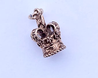 vintage 9ct Gold Crown Charm, livraison gratuite