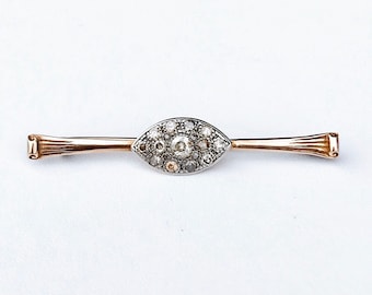 Vintage 18ct Gold Diamond Encrusted Bar Brooch, Free Shipping