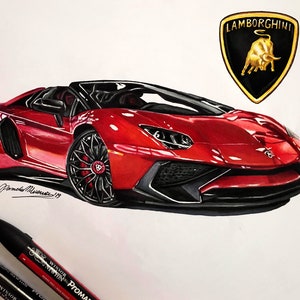 Personalised car drawing, Original Art, Printable car art , Car custom portrait, Gifts for him, Boyfriend gift, Gift for car lovers, Father