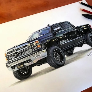 Car drawing from photo, Personalized car sketch illustration, Custom car drawing portrait, Original artwork gift for him, Printable car art