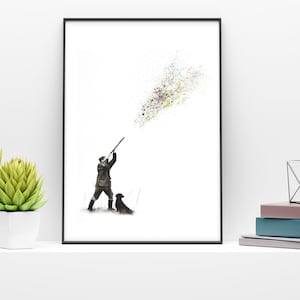 Signed Shooting A3 Art Print - &#39;Perfect Team&#39; by Katie Hargreaves - Signed Open Edition Print, Unframed - Fathers Day