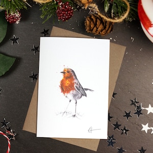 Robin - Carte de vœux | Cartes de Noël | Art animalier britannique | Artiste britannique Katie Hargreaves | Blank à l’intérieur