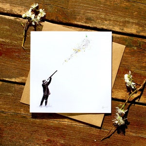 Over - Shooting Shotgun Wildlife Künstler Grüße Geburtstag Vatertagskarte - Katie Hargreaves Art