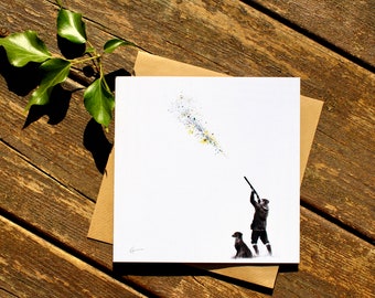 Comrade - Shooting Shotgun Gundog Wildlife Artist Greetings Birthday Fathers Day Card  - Katie Hargreaves Art