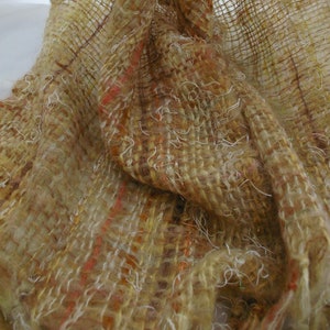 Mohair/nylon shawl in gold/brown natural dyed spring colours. Wedding wrap. Mohair scarf. Evening shawl. image 3