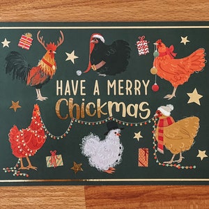 CHRISTMAS CARD - Have a merry Chickmas postcard in Din A5 with Gold foil