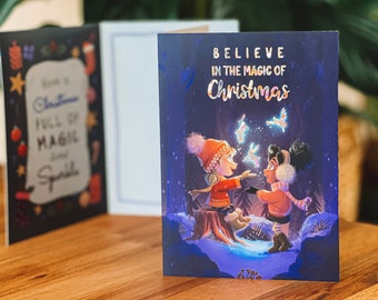 CHRISTMAS CARD - Believe in the Magic of Christmas foldable card in Din A6 with Holographic Foil