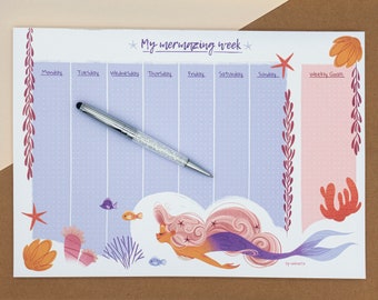 Mermaid Notepad | Din A4 | 50 pages with cardboard backing | todo lists - schedule - reminders - notes