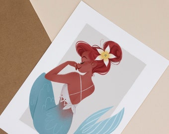 MERMAY 2021 PLUMERIA Mermaid Din A4 & A5 - Illustration - FineArt - Photo Print