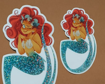 MERMAY SHELLCROWN MERMAID Sticker with glossy & glitter effect